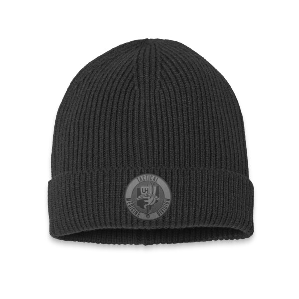 Fine Ribbed Cuffed Beanie - BLACK Thumbnail