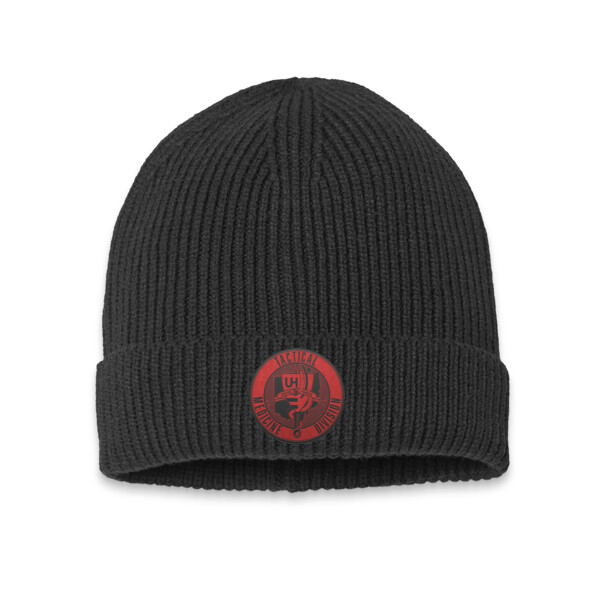 Fine Ribbed Cuffed Beanie - BLACK Thumbnail